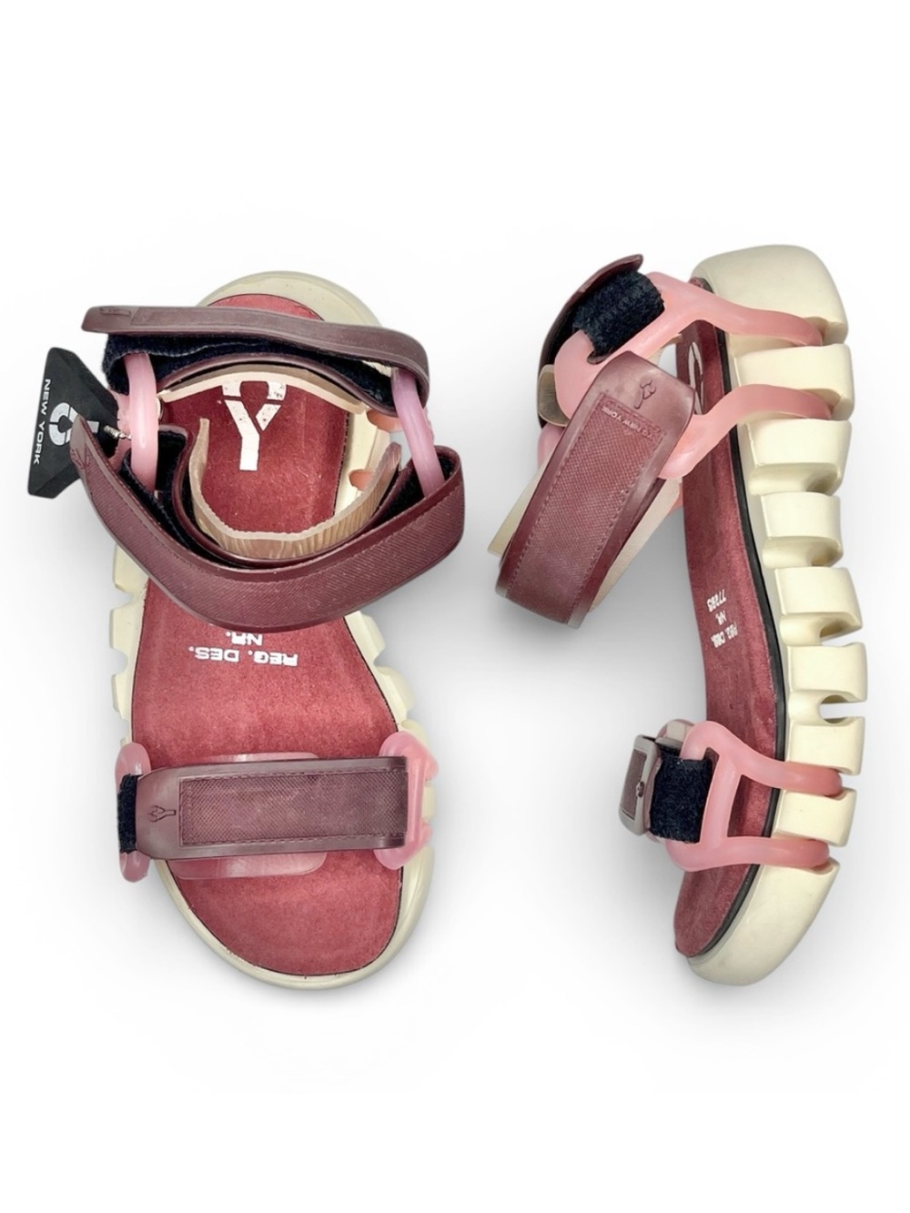 RARE NC New York Constructor Burgundy Utility Chunky Modular Strap Sandals 6